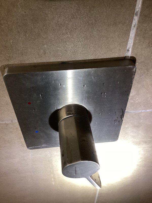 Responded to service call for leaking shower head with reported water loss of 5 gallons over 7 hours. Upon inspection, identified faulty seal in handheld shower head assembly causing continuous drip. Replaced shower head component and tested both wall-mounted control valves to ensure proper shut-off function. Verified repair eliminated leak and restored full water pressure to system.