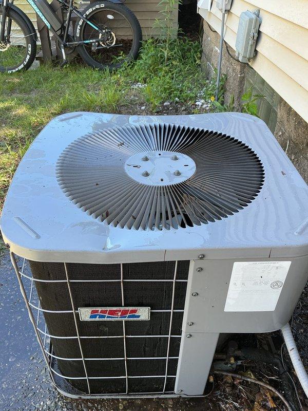 Completed ASTU-AC Super Tune-up on 16-year-old Heil air conditioning system. Performed comprehensive system cleaning and refrigerant recharge to restore optimal cooling performance. Inspected indoor condensate pump assembly and outdoor condenser unit, verified proper operation of all components, and confirmed system is functioning efficiently.