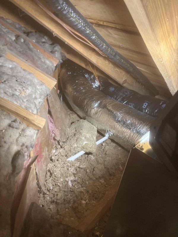 Completed full installation of new air handler and air conditioning system. Installed air handler unit in attic space with proper clearances and secured all ductwork connections. Ran new refrigerant lines using copper piping with appropriate insulation to prevent condensation. Connected flexible duct runs throughout attic space, securing all joints with zip ties and ensuring proper support to prevent sagging. Verified all ductwork was properly insulated with reflective vapor barrier material to maintain system efficiency. Tested system startup, confirmed proper refrigerant charge, and verified all connections were leak-free. System operating within manufacturer specifications upon completion.