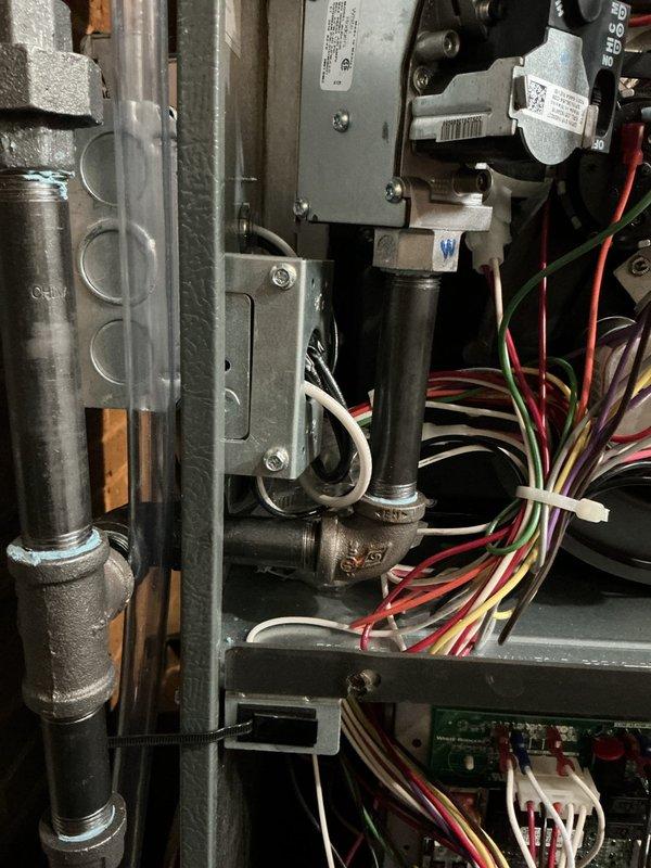 Returned to complete QUOTR-quoted repair work on HVAC system. Successfully replaced failed ECM blower motor with new unit, ensuring proper electrical connections and secure mounting within the air handler assembly. Installed Intermatic surge protector device to protect system electronics from voltage spikes and power fluctuations. Verified all wire terminations at control board, confirmed proper motor operation across all speed settings, and tested system functionality. Unit operating normally with improved electrical protection in place.