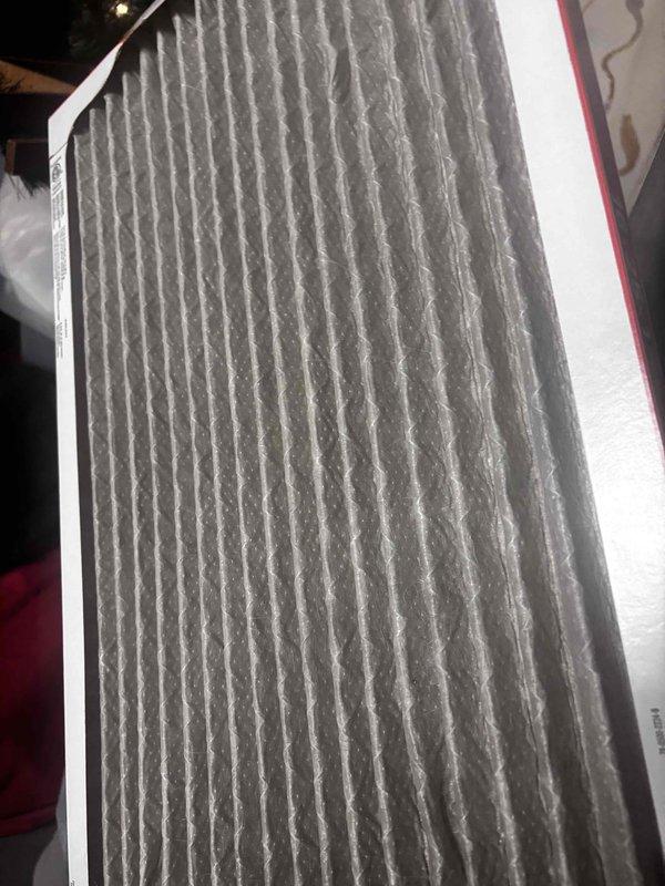 Responded to no cooling complaint and found system not cycling due to severely restricted airflow from clogged air filter. Removed and replaced dirty pleated filter with new filter, restored proper airflow to evaporator coil, and verified system operation with normal cycling restored.