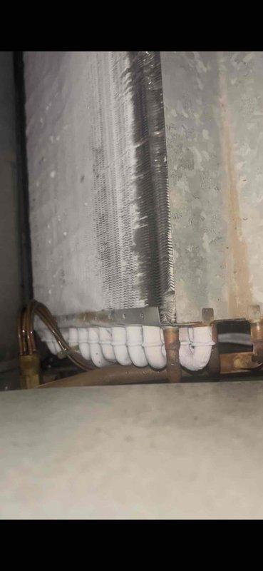 Responded to no cooling complaint and found system not cycling due to severely restricted airflow from clogged air filter. Removed and replaced dirty pleated filter with new filter, restored proper airflow to evaporator coil, and verified system operation with normal cycling restored.