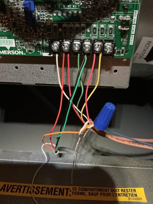 Responded to non-functioning 3-zone Trol-A-Temp damper system where customer had replaced original mercury thermostats with incompatible Honeywell 1-stage manual thermostats. Diagnosed improper thermostat wiring to 1998 zoning control board, preventing zone dampers from responding to individual setpoints. Rewired thermostat connections at zone control panel to restore proper communication between thermostats and Emerson zoning board, verified damper operation across all three zones, and confirmed system now responds correctly to individual zone calls for heating and cooling.