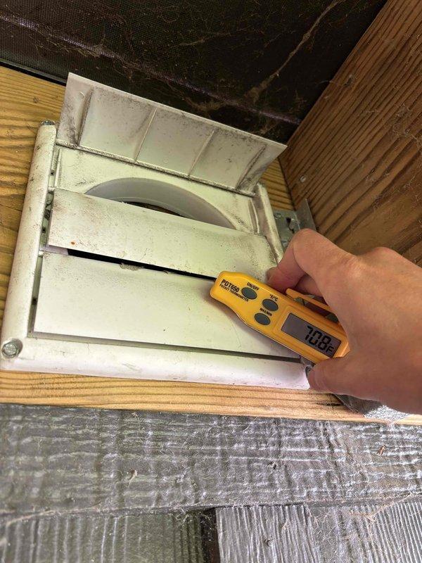 Responded to customer request for whole home dehumidifier estimate. Performed attic inspection to assess installation feasibility, taking measurements at existing ductwork and ventilation openings to determine optimal equipment placement and integration with current HVAC system. Documented attic space conditions, framing structure, and available mounting locations for equipment sizing and installation planning.