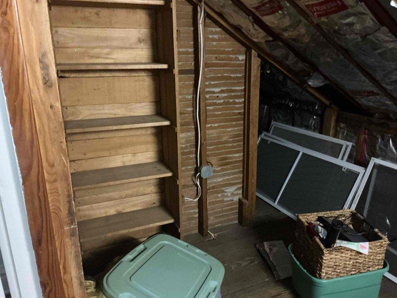 Conducted a plumbing project estimate for converting an existing attic walk-in space into a full bathroom. The proposed location is adjacent to an existing wet wall, which will facilitate water supply and drain connections. Assessed the structural space, documented current conditions including wooden framing and staircase access, and evaluated feasibility for installation of necessary plumbing fixtures, ventilation requirements, and code compliance considerations for the bathroom conversion project.