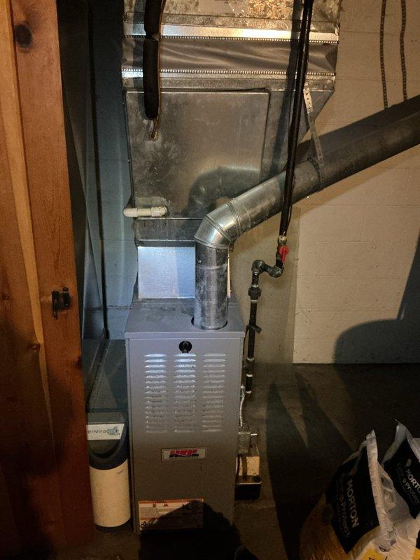Responded to cooling complaint on 15-year-old air conditioning system not performing as effectively as in previous years. Upon inspection, discovered heavily soiled 16x25x4 pleated air filter with significant dust and debris accumulation restricting airflow through the HVAC system. Replaced dirty filter with new unit to restore proper airflow and system efficiency. System operational upon completion of service.