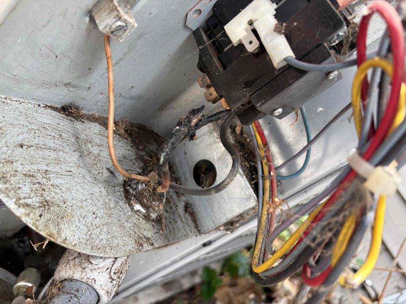 Responded to intermittent cooling failure on 6-year-old residential air conditioning system where outdoor unit would not consistently engage while indoor blower continued operation. Upon inspection, discovered heavily soiled contactor with significant debris accumulation and corroded electrical connections within the outdoor unit's control compartment. Cleaned contactor assembly, inspected all electrical terminals for proper connections, and verified proper voltage at component. Cycled system multiple times to confirm outdoor unit engagement and monitored compressor startup. System operated normally during testing with both indoor and outdoor units functioning in unison. Advised customer that contactor showed signs of wear and may require replacement in near future if intermittent operation returns.