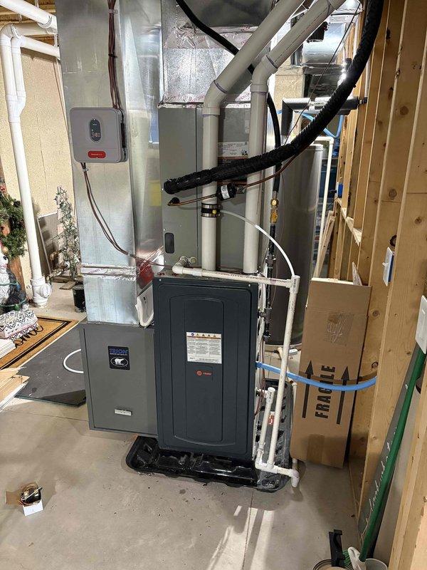 Responded to a service call for an HVAC system experiencing electrical failure caused by extensive condensation. Upon inspection, discovered that condensate drip from the air handler had damaged and shorted electrical wiring. Replaced the damaged wire section, verified proper electrical connections, and tested system operation. Inspected the condensate drainage system and addressed the source of the excessive moisture accumulation to prevent future water damage to electrical components. System restored to normal operation with proper condensate management in place.