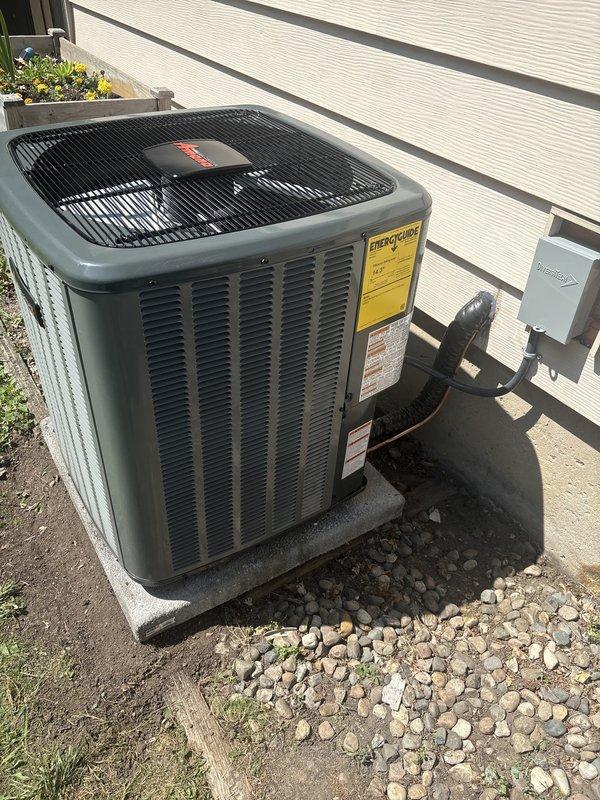 Completed full HVAC system replacement including indoor furnace unit and outdoor condensing unit. Installed new furnace in basement utility area with proper PVC exhaust and intake venting, established all necessary electrical connections, and integrated sheet metal ductwork with existing distribution system. Positioned outdoor condensing unit on concrete pad with proper clearances, completed refrigerant line connections, installed electrical disconnect, and verified system operation with startup procedures.