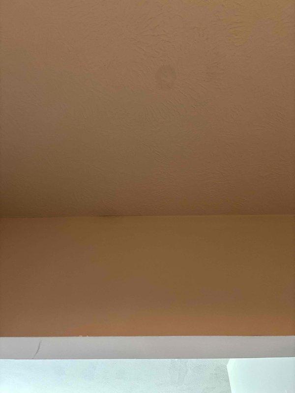 Responded to water leak service call and performed diagnostic investigation. Opened wall to trace source of moisture infiltration. Upon inspection, determined leak was not originating from plumbing system but from HVAC equipment approximately 4 years old. Documented findings with photographs showing ceiling and wall water damage, as well as copper refrigerant line and sheet metal ductwork components. Advised customer to contact HVAC specialist for proper repair of air conditioning system.
