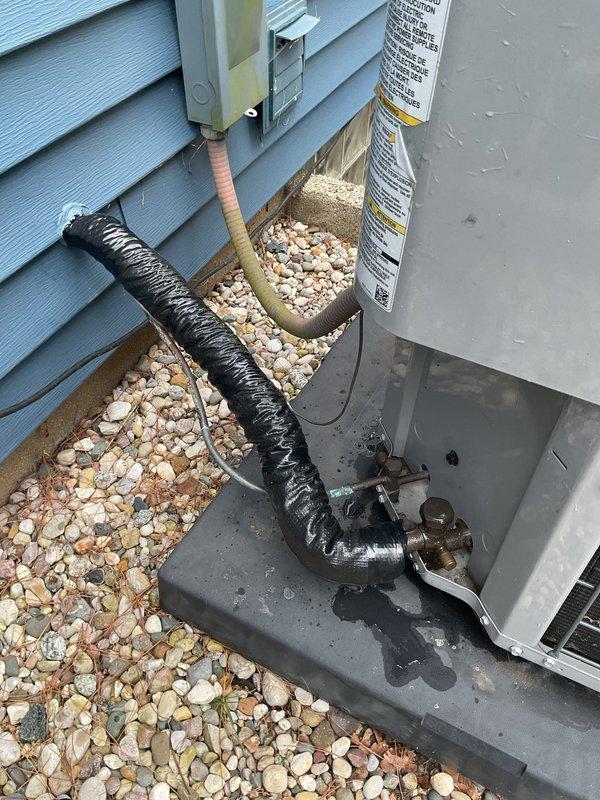 Completed annual cooling maintenance on 11-year-old residential heat pump system. Performed comprehensive tune-up including inspection of outdoor unit, refrigerant lines, electrical connections, and condensate drainage. Verified proper operation of compressor and fan motor, checked refrigerant line insulation integrity on both suction and liquid lines, and confirmed secure mounting on concrete pad. All components found operating within normal parameters with no immediate service needs identified.