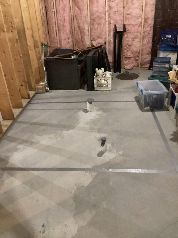 Conducted site assessment for future basement bathroom installation. Documented existing plumbing infrastructure including PVC drain lines, copper water supply lines, and available floor drain rough-ins. Evaluated ceiling joist layout, available utility routing paths, and current insulation status to provide accurate estimate for bathroom addition.