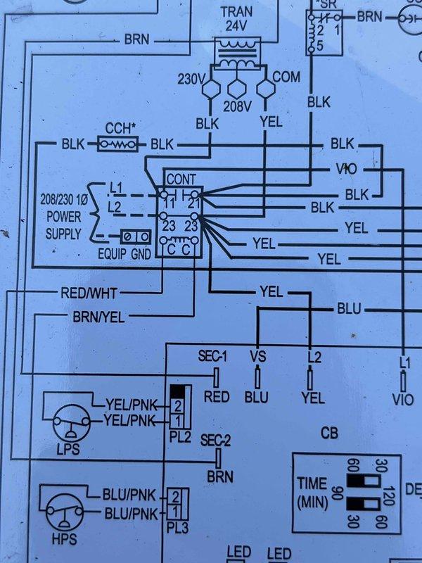 Responded to no cooling condition on six-year-old EnergiAir air conditioning unit displaying system fault code 73. Diagnosed and confirmed failed contactor with shorted contacts preventing compressor operation. Removed defective contactor, verified wiring connections per unit schematic, and installed replacement contactor to restore cooling capability.