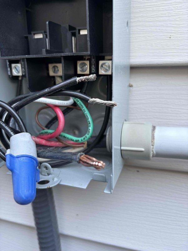 Responded to no cooling call where furnace blower was operating but outdoor unit failed to run. Upon inspection, discovered faulty contactor in outdoor disconnect preventing compressor operation. Tested voltage at terminal blocks and confirmed power supply to unit. Replaced defective contactor, verified proper electrical connections at both indoor control panel and outdoor disconnect box, and restored system to normal cooling operation. All wiring connections secured and tested for proper voltage and amperage draw.