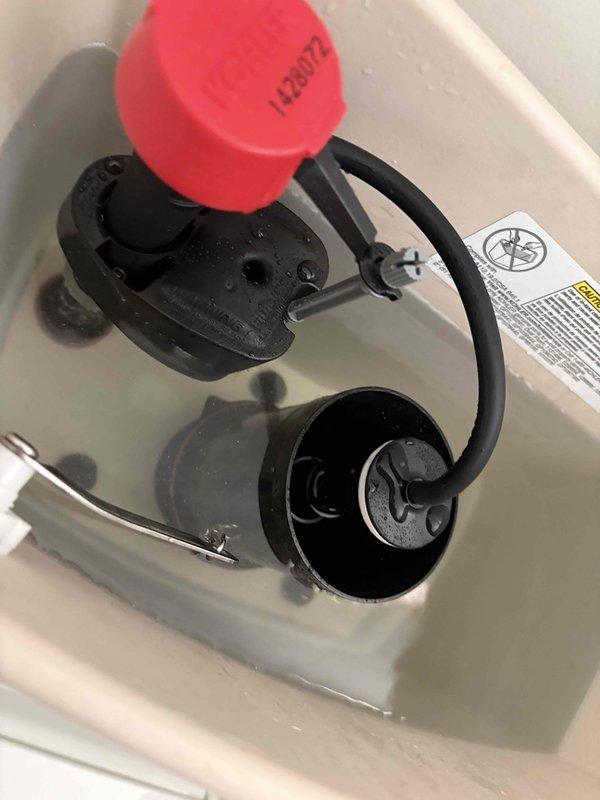 Responded to a request for toilet replacement estimate. Inspected two existing toilets to assess replacement requirements. Documented current conditions with photographs showing a standard two-piece white toilet with Fluidmaster fill valve assembly in good working condition. The bathroom features diagonal beige and tan tile flooring with white diamond accents. Provided estimate for complete toilet replacement service including removal of existing fixtures and installation of new units.