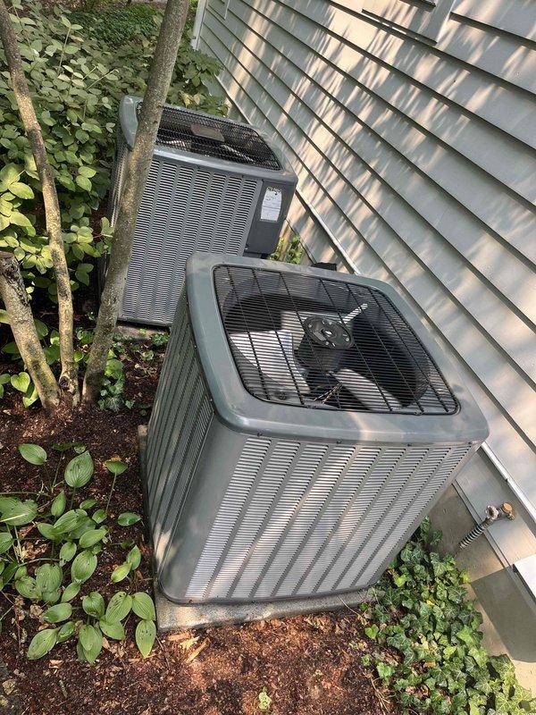 Completed annual cooling maintenance on two residential AC systems. Performed comprehensive tune-up procedures on both outdoor condenser units and indoor air handler/furnace system. Inspected all components, verified proper operation of both units, checked refrigerant levels, cleaned condenser coils, and ensured all electrical connections were secure. Both systems operating within manufacturer specifications upon completion of service.