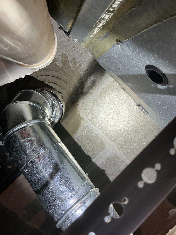 Completed removal of chimney liner from HVAC system as quoted. Disconnected and extracted metallic ductwork components including flexible sections from mechanical room and ceiling space. Verified proper clearance of all liner sections from ventilation system upon completion.
