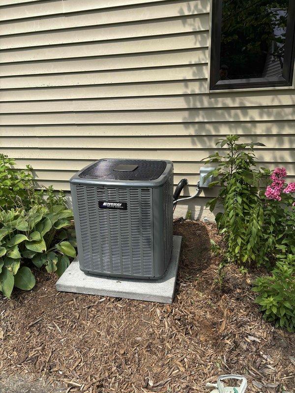 Successfully completed installation of add-on air conditioning system to existing forced-air heating infrastructure. Integrated new AC evaporator coil with existing furnace unit in basement mechanical room, including proper refrigerant line connections and condensate drainage routing via PVC piping. Installed outdoor condensing unit on concrete pad with appropriate clearances, secured electrical connections, and completed refrigerant charging to manufacturer specifications. Verified proper airflow through existing ductwork, tested system operation through complete cooling cycle, and confirmed thermostat communication with new equipment. System commissioned and left in fully operational condition with all components functioning within normal parameters.