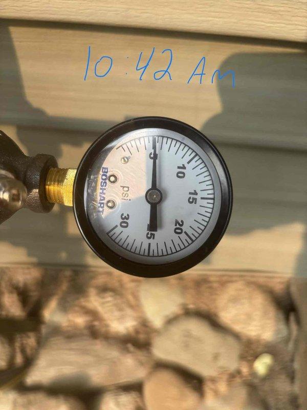 Completed QUOTR-quoted repair performing system conversion work. Conducted pressure testing and monitoring at two separate intervals (10:42 AM and 12:15 PM) to verify system integrity and proper operating pressures, with gauge readings confirming successful completion of the conversion process.
