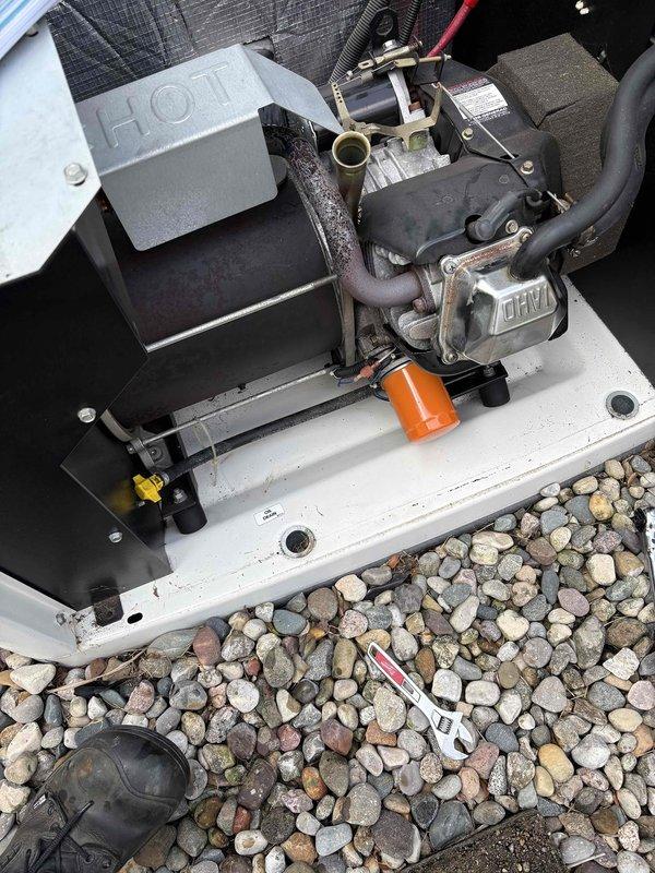 Completed preventative maintenance tune-up on Generac generator experiencing "RPM Sensor Loss" error code. Performed diagnostic testing with multimeter to verify sensor functionality and electrical connections, inspected all mechanical components including motor assembly and mounting hardware, and cleared error code after confirming proper sensor operation. Unit tested successfully and returned to normal operating parameters.
