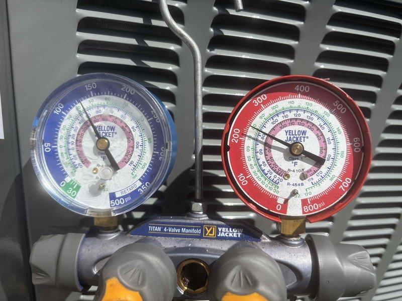 Completed full AC system replacement and installation. Removed existing air conditioning unit and installed new condensing unit with proper refrigerant line connections. Performed system startup procedures including refrigerant charge verification using manifold gauge set, confirming proper pressures across both high and low sides of the system. Conducted electrical diagnostics and measurements with digital multimeter to verify proper voltage and amperage draw, ensuring system operates within manufacturer specifications. System tested and operating efficiently with all parameters within normal range.