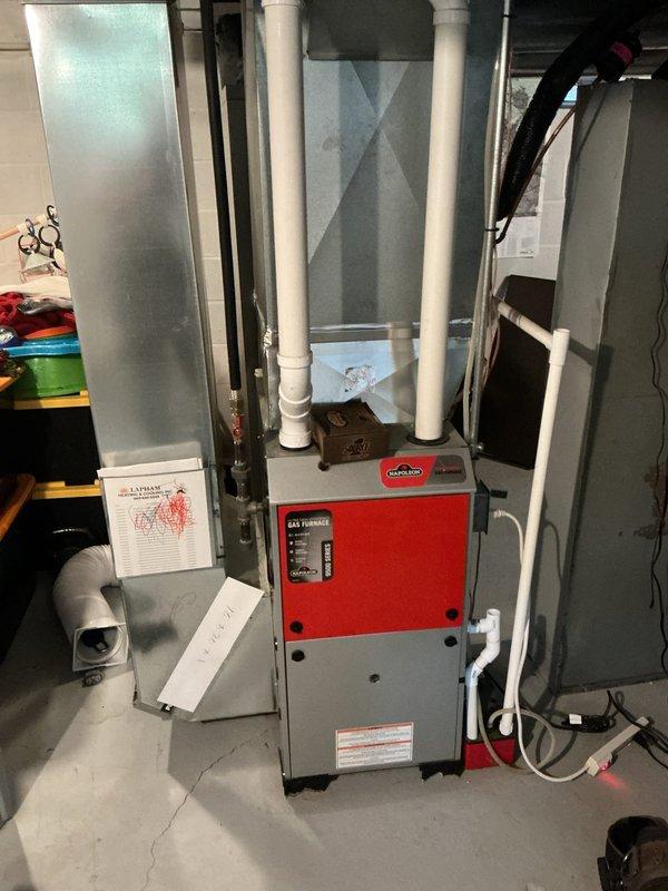 Replaced failed control board on residential gas furnace per quoted repair. Retrieved part from technician inventory bin and completed installation in approximately one hour. Unit restored to normal operation with no additional issues identified during service call.