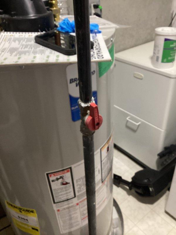 Responded to gas leak repair call and located leak at water heater gas supply line. Inspected gas piping system, confirmed leak at connection point, and performed necessary repairs to restore safe operation. Applied leak detection solution to verify complete seal, tested all connections, and confirmed system is operating safely with no further gas leaks detected.