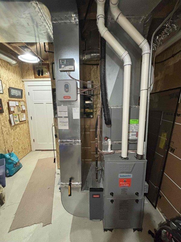 Completed annual cooling system maintenance on 9-year-old HVAC unit. Performed comprehensive tune-up including inspection of furnace, ductwork, condensate drainage system, electrical connections, and control components. System operational and ready for continued service through 2026 contract period.