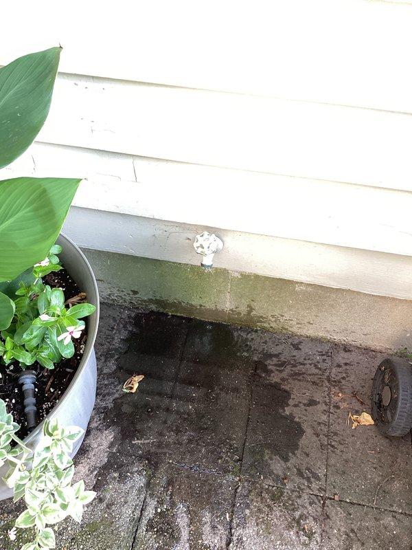 Conducted comprehensive inspection of aging water service connector system from main city line to 47-year-old residential property. Located and assessed connector point in basement utility area, documenting conditions with photographic evidence as requested. Inspection revealed exposed plumbing infrastructure in unfinished basement space with various utility systems present. Evaluated exterior drainage conditions around foundation perimeter where service line enters structure, noting moisture accumulation on patio pavers adjacent to building. Documented interior basement conditions including concrete wall penetration points, existing pipe routing, and accessibility for potential future service work. Provided detailed photographic documentation of both interior connector location and exterior grade conditions for estimate preparation purposes.