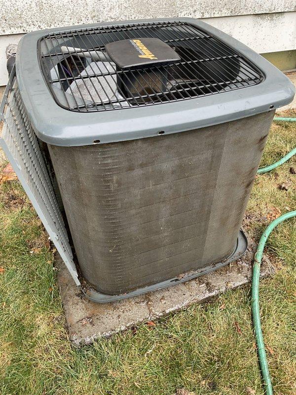 Completed ASTU-AC Super Tune-up on Energi Air WT 11-2030 system due to reduced cooling performance. Performed comprehensive inspection of outdoor condenser unit and indoor components. Condenser unit showed good overall condition with minor weathering on exterior cabinet; verified proper airflow through louvers and fan grille assembly. Inspected condensate pump system in basement utility area; confirmed proper operation of pump with discharge lines routing correctly. Conducted full system diagnostics including refrigerant levels, electrical connections, and thermostat calibration to address cooling deficiency concern.
