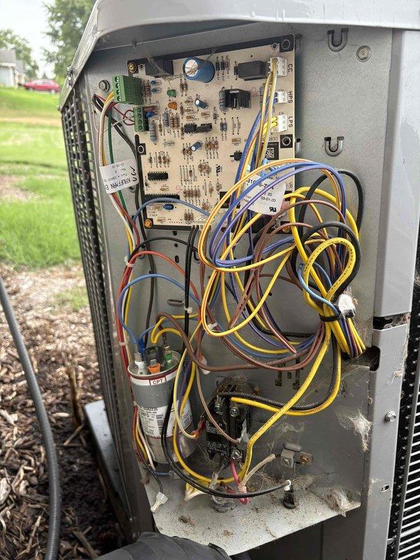 Responded to emergency no-cool call following same-day tune-up where system failed to operate after previous technician departed. Upon arrival, performed diagnostic inspection of outdoor unit and discovered blown fuse in control circuit. Replaced defective fuse with proper replacement, restoring power to control board and enabling normal system operation. Verified all electrical connections, tested system startup sequence, and confirmed unit cooling properly before departure.