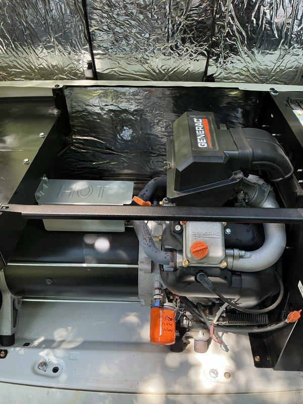 Completed routine maintenance and tune-up on Generac generator unit. Performed comprehensive inspection of all major components including engine compartment, fuel system, cooling system, and electrical connections. Verified proper fluid levels in brake reservoir and checked all hoses, clamps, and fittings for secure connections and wear. Inspected air filter housing, oil drain system, and associated wiring harnesses. All components found to be in good working order with no issues identified. Unit tested and operating within normal parameters.
