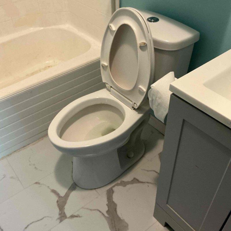 Completed installation of two new toilets in separate bathrooms of a single-family residence. Both units were set on existing flanges, sealed with new wax rings, and secured with closet bolts. Water supply lines were connected, systems were tested for proper flush operation and checked for leaks. All installations passed final inspection with no issues detected.