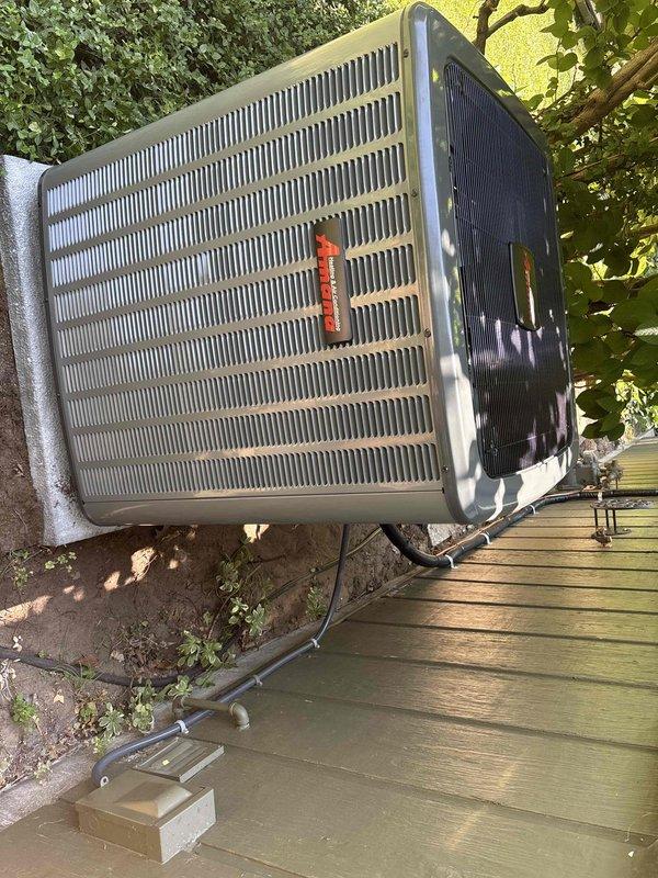 Completed full HVAC system installation including new furnace and air conditioning condenser unit. Installed vertically-oriented forced-air furnace in interior closet space with proper PVC condensate drainage and combustion air piping configuration. Mounted outdoor condenser unit on concrete pad with appropriate refrigerant line connections and electrical disconnect box. Configured return air ducting and verified all manufacturer specifications and safety requirements. System tested and operational upon completion.