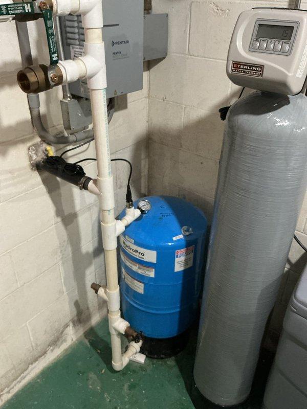 Responded to service call for Sterling water softener system with reported salt consumption issue. Upon inspection, tested water hardness levels and evaluated system operation. Found water softener control head functioning properly with adequate regeneration cycles programmed. Verified brine tank salt level and confirmed minimal usage, indicating system may not be drawing brine effectively during regeneration. Checked brine line connections, venturi assembly, and float mechanism for proper operation. Adjusted regeneration settings and performed manual regeneration cycle to verify brine draw function. Provided water quality test results and system operational recommendations to address salt consumption concerns.