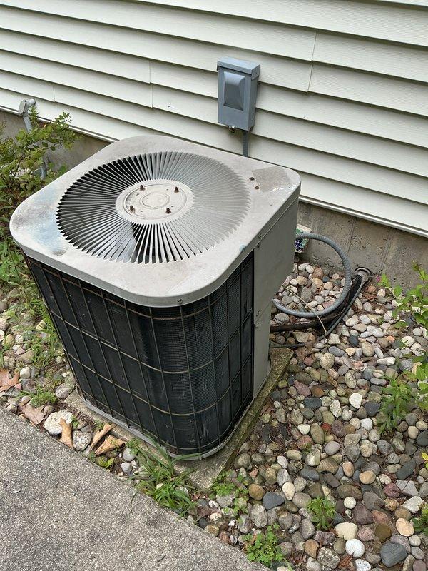 Completed annual cooling maintenance on 26-year-old Goodman air conditioning system with condenser model year 2020. Performed comprehensive tune-up including inspection of outdoor unit, verified proper operation of all components, checked refrigerant levels, cleaned condenser coils, and confirmed electrical connections at disconnect box. Unit operating within normal parameters with no immediate service needs identified.