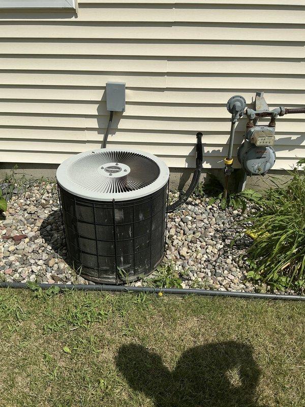 Performed comprehensive evaluation of residential HVAC system experiencing continuous operation. Inspected air handler unit in attic mechanical space, including filter access, ductwork connections, and support framework integrity. Evaluated outdoor condensing unit with protective cage, assessed refrigerant lines, electrical connections, and verified proper drainage. Documented equipment configuration, duct transitions, and overall system condition through photographic evidence to prepare detailed estimate for necessary repairs or system optimization.