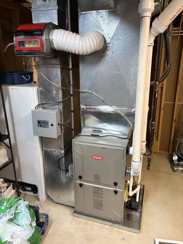 Responded to no-cool condition on 15-year-old Payne air conditioning system. Upon inspection, found failed dual-run capacitor preventing compressor and condenser fan motor operation. Verified contactor functionality and checked all electrical connections within condensing unit. Replaced defective capacitor with properly rated component, restored power to system, and confirmed normal startup and operation of both compressor and outdoor fan motor.