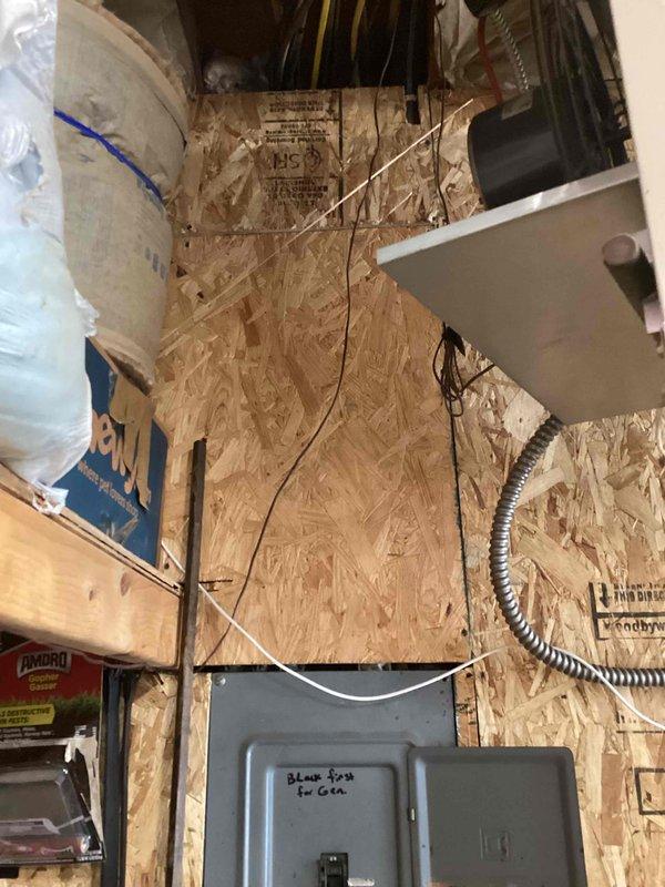 Conducted an on-site estimate for complete furnace and air conditioning system replacement in a residential property. Assessed the existing mechanical room infrastructure, including electrical panel capacity, available space for equipment installation, and current ductwork configuration in the unfinished basement area. Documented the installation environment with detailed photographs showing the electrical service panel, exposed wall framing, and existing flexible ductwork routing to determine equipment specifications and installation requirements for the proposed HVAC system upgrade.