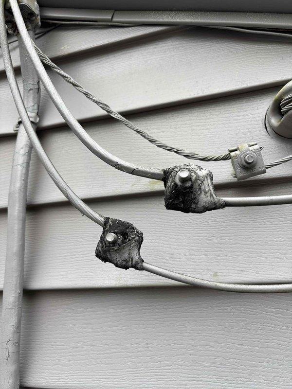 Completed electrical rewiring service at residential property. Addressed deteriorated electrical connections and corrosion buildup on exterior meter assembly and associated conduit system. Rewired compromised sections, secured all electrical components to code specifications, and restored safe operation of the electrical service entrance.
