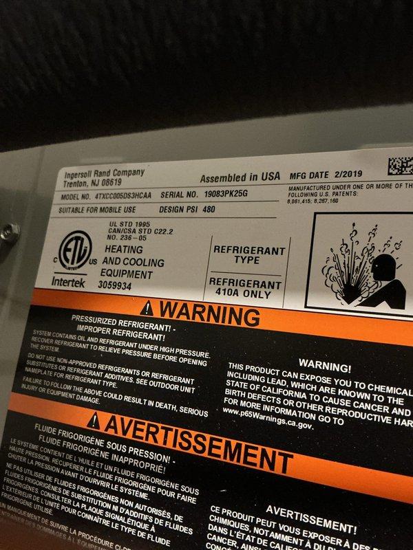 # CP-Cooling Problem Resolution

Responded to a no-cooling complaint on a 9-year-old Ingersoll Rand air conditioning system (Model: JTXCC060G05JHCAA, manufactured February 2019). Upon arrival, accessed the air handler unit in the basement mechanical room to diagnose the cooling failure. Performed visual inspection of the internal components with access panel removed, examining the evaporator coil, blower assembly, and refrigerant lines. Verified proper condensate drainage through the white PVC piping system and checked the condensate pump operation. Inspected the R-410A refrigerant lines for leaks or damage, including the copper suction line routing. Evaluated airflow through the ductwork system and confirmed electrical connections to the unit. System was restored to proper cooling operation following diagnostic procedures and necessary repairs.