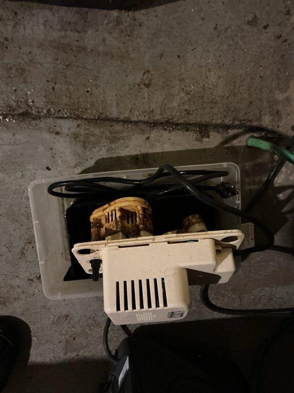 Completed annual cooling maintenance on 2018 EnergiAir system including standard tune-up procedures. Inspected condensate drainage system and pump assembly; noted significant corrosion on existing condensate pump requiring monitoring or future replacement. All accessible components photographed and system operational at time of departure.