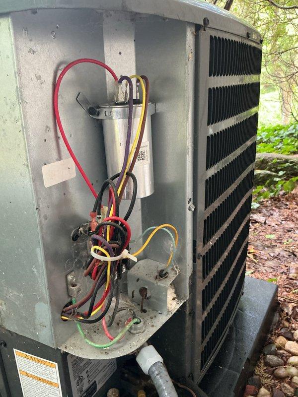 Completed annual cooling maintenance on 7-year-old Goodman air conditioning system. Performed comprehensive tune-up including inspection of indoor furnace/air handler unit with condensate pump system and outdoor condenser unit. Verified proper operation of electrical components including capacitor and contactor, checked refrigerant levels, cleaned condenser coils, and confirmed all mechanical and electrical connections were secure. System operating within normal parameters with no deficiencies noted.