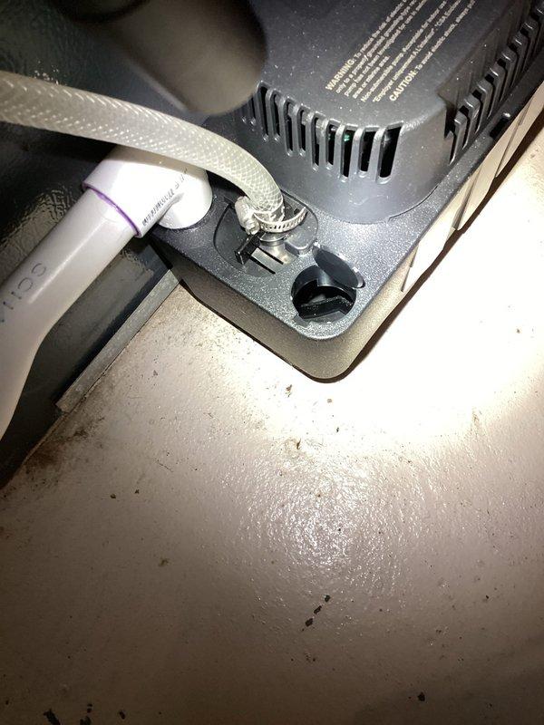 Completed annual cooling maintenance and tune-up on EnergiAir system under 2-year warranty coverage. Performed comprehensive inspection of HVAC components including condensate pump assembly, drainage system, and associated PVC piping connections. Verified proper operation of condensate removal system, checked all hose clamps and fittings for secure attachment, and documented equipment condition with photographs for warranty records.