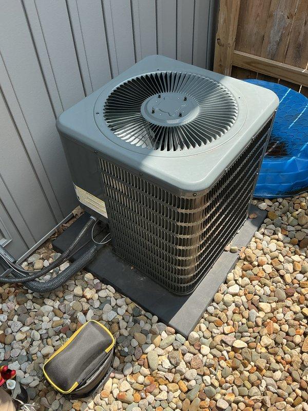 Completed annual cooling maintenance on residential split system air conditioning unit. Addressed customer concern regarding noise during startup operation. Performed comprehensive system inspection including outdoor condenser unit and indoor air handler. Checked refrigerant levels, electrical connections, and capacitor operation. Inspected condenser fan motor and blade assembly for proper operation and unusual wear patterns. Verified adequate airflow through condenser coils and cleared debris from unit perimeter. Tested system startup sequence and monitored for abnormal sounds. Evaluated compressor operation and amp draw. Inspected condensate drain line for proper flow. Checked thermostat calibration and system cycling. System operating within normal parameters following tune-up. Recommended monitoring unit for any recurring startup noise and advised customer to contact for service if issue persists.