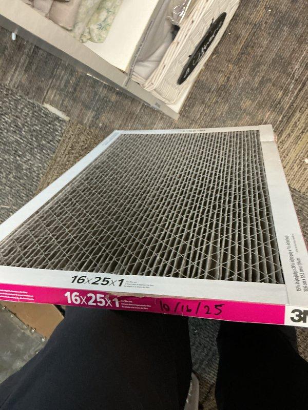 Responded to service call for loud noise from outdoor unit following recent tune-up on 22-year-old Carrier system. Upon arrival, confirmed unit was still providing adequate cooling despite excessive noise. Inspected outdoor unit and identified source of noise issue. Replaced dirty 16x25x1 air filter that was restricting airflow and causing system to work harder, contributing to increased operational noise. Verified proper system operation and reduced noise levels after filter replacement.