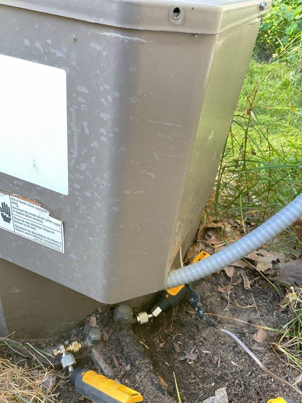 Completed annual cooling maintenance on 20-year-old Fraser-Johnston AC system with 2023 condenser motor replacement. Performed comprehensive tune-up including inspection of outdoor condenser unit, refrigerant line connections, and indoor air handler components. Verified proper operation of condensate pump with ClearBlue ionization system, checked all electrical connections, and confirmed system is operating within manufacturer specifications for the cooling season.