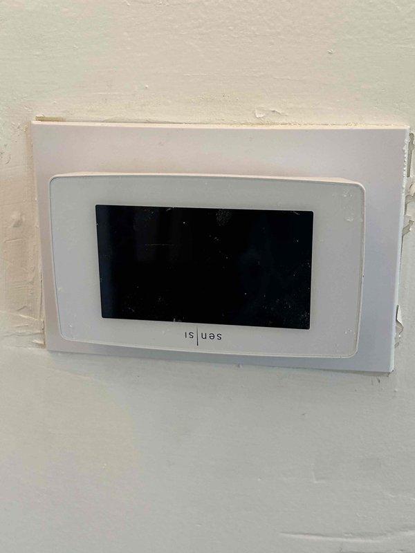 Responded to no heat call on three-year-old EnergiAir furnace system. Found severely restricted air filter causing system safety lockout and thermostat communication failure. Replaced dirty filter, restored power to unit, and verified proper system operation with thermostat responding correctly and furnace cycling normally to restore heat throughout residence.