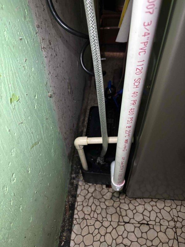 Responded to water leak concern on 18-year-old HVAC system. Inspected furnace and associated plumbing connections in mechanical room, identifying potential leak source near PVC drainage lines and flexible supply connections. Documented conditions with photos showing plumbing infrastructure and ductwork area for further evaluation and repair recommendations.