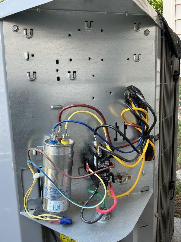 Completed annual cooling maintenance on 0-year-old Carrier unit model WT 08-2030. Performed comprehensive tune-up including inspection of outdoor condensing unit with access panel removed. Verified proper operation of electrical components including capacitor and contactor with all wire connections secure and terminals clean. Inspected condenser coil fins for cleanliness and airflow obstruction. Checked indoor equipment including condensate pump operation and drain line functionality. All components found in good operating condition with no visible corrosion or damage. System operating within manufacturer specifications.